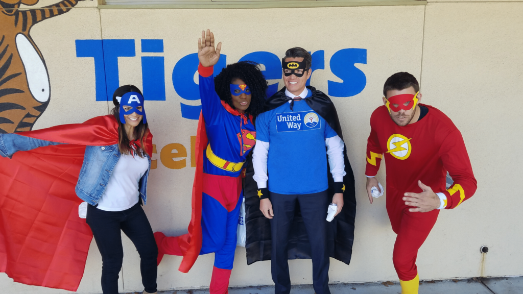 United Way of San Diego County Employees dressing up at super heroes