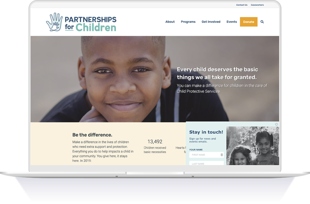 Screenshot of a custom landing page that features an email signup form, engaging graphics, and clean interface created by Neon Websites