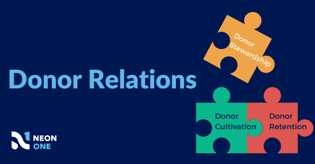 Donor Relations Puzzle. Donor stewardship is one piece, alongside donor cultivation and donor retention