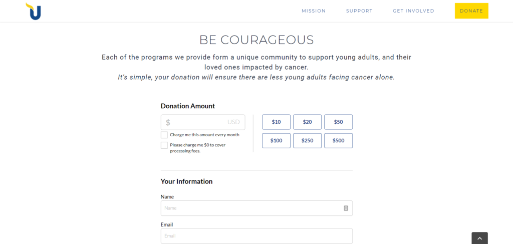 Ulman Foundation Donation Page through Neon Fundraise.