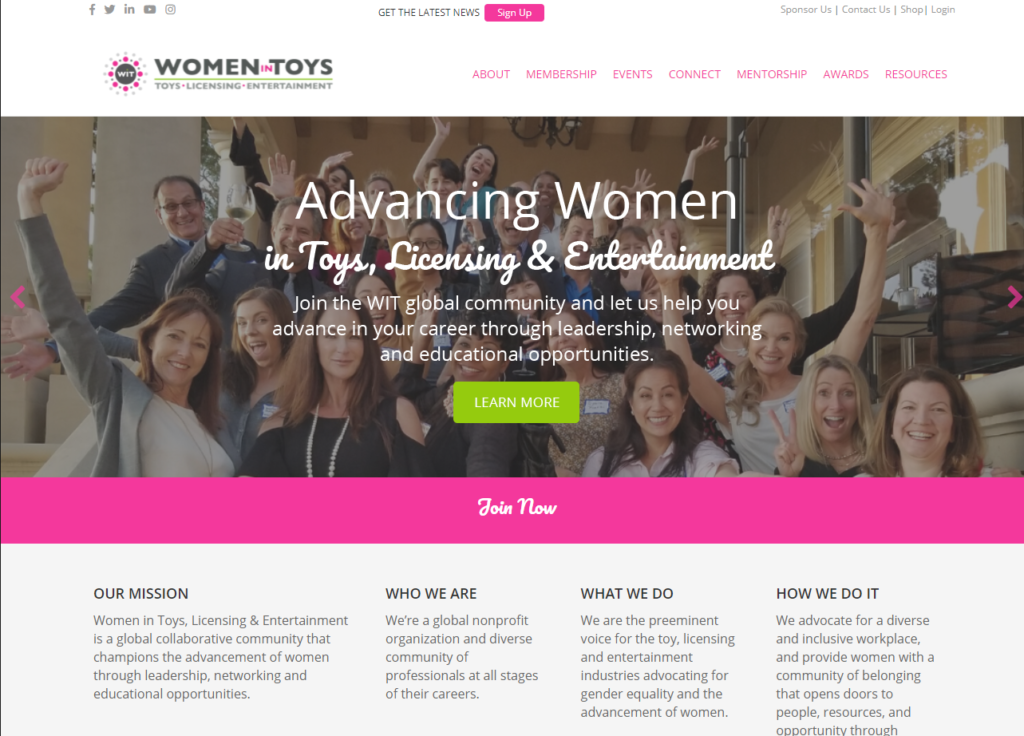 women in toys homepage