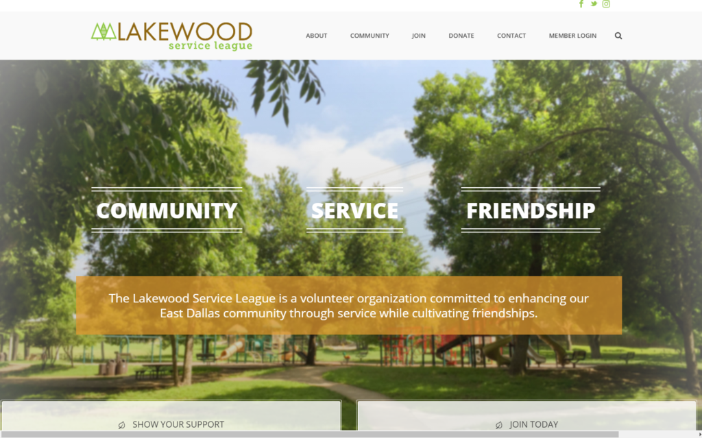 Lakewood Service League charity website homepage