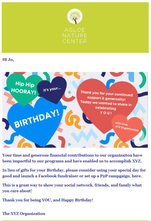 donor engagement ideas: birthday letter