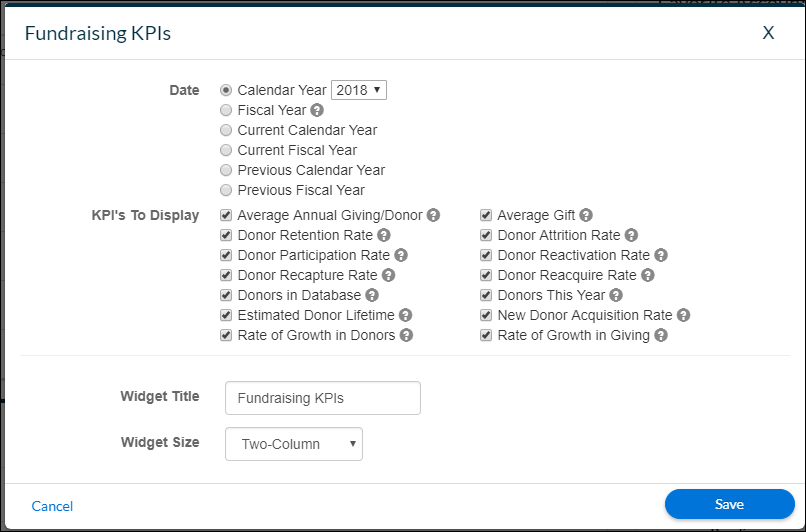 donor engagement ideas: fundraising KPI dashboard in Neon CRM
