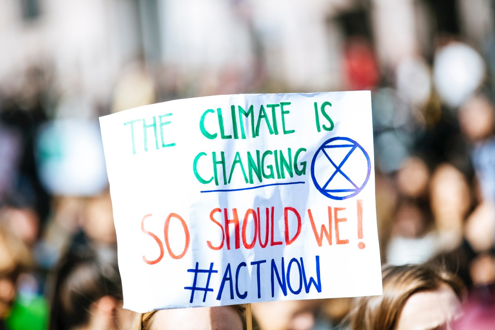 environmental donations: sign that says "the climate is changing, so should we! Act now