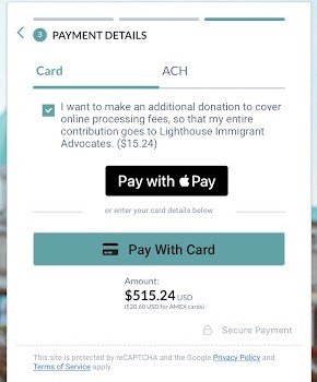 apple pay option on donation form