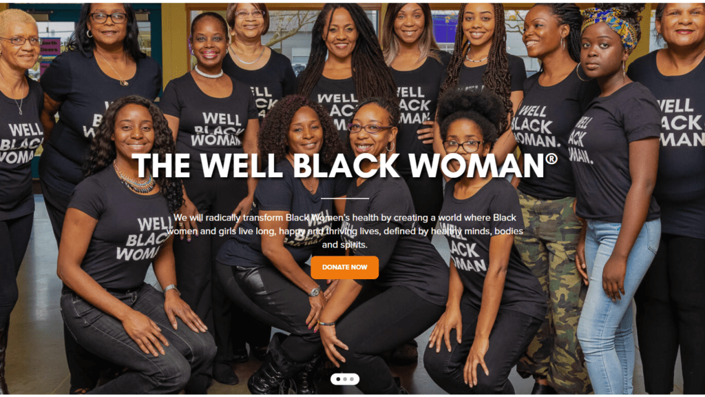 A screenshot of The Foundation for Black Women's Wellness website homepage.