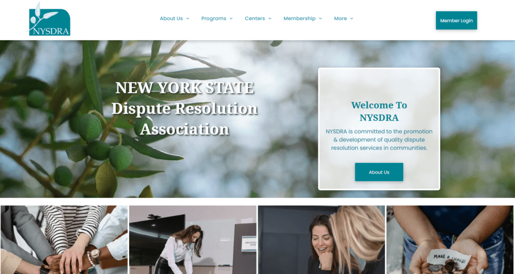 New York State Dispute Resolution Association charity website homepage