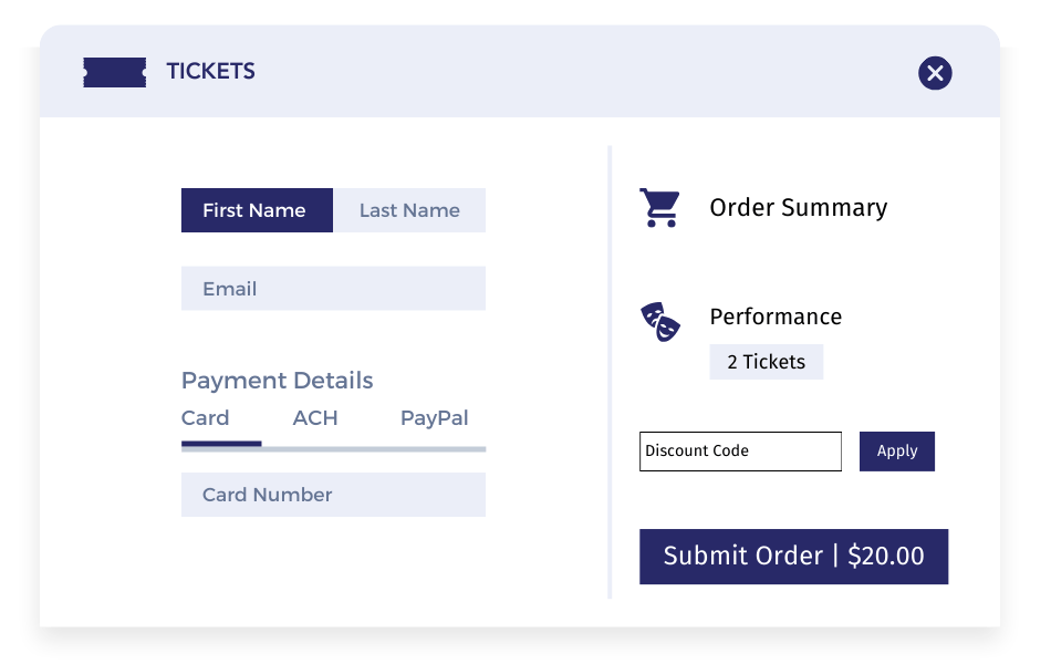 this is as screenshot of the ticket purchasing functionality in Neon CRM's event module.