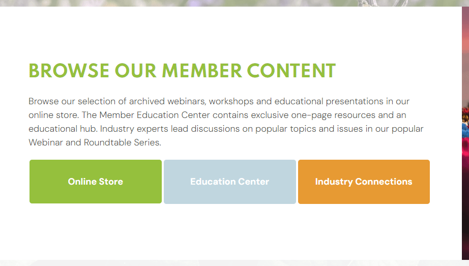 A page on N.A.F.D.M.A.'s website that is titled "Browse our Member Content" 