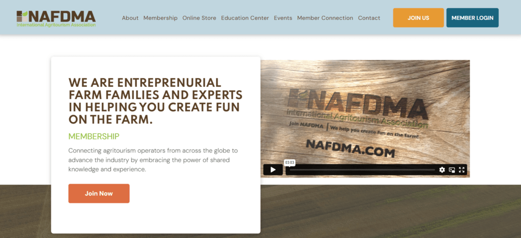 A screenshot of the N.A.F.D.M.A.'s membership website.