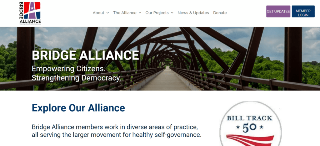 This is a screenshot of the homepage for the Bridge Alliance's website